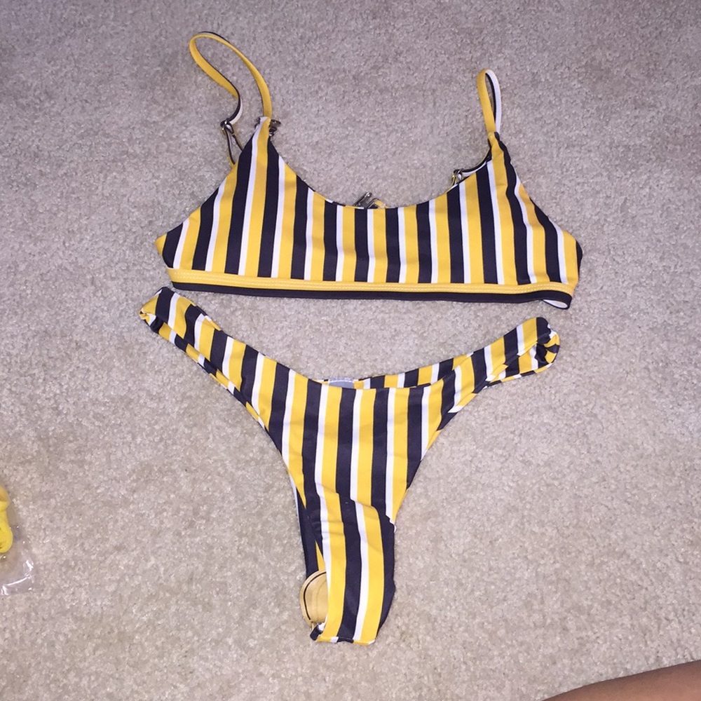 Black and yellow swim suit
